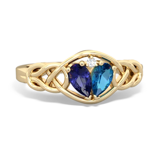 lab sapphire-london topaz celtic knot ring