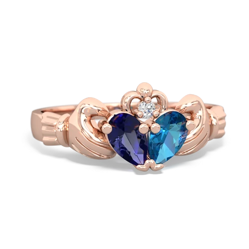 lab sapphire-london topaz claddagh ring