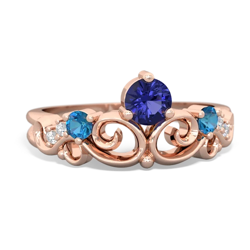 Lab Sapphire Lab Created Sapphire with Genuine London Blue Topaz and Genuine Tanzanite Crown Keepsake ring Ring