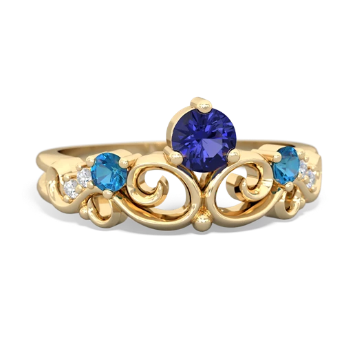 Lab Sapphire Lab Created Sapphire with Genuine London Blue Topaz and  Crown Keepsake ring Ring