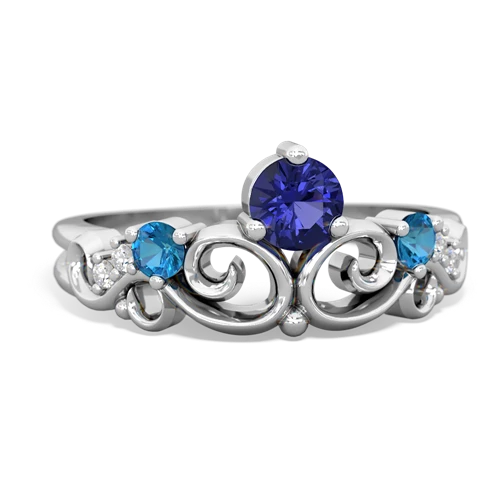 lab sapphire-london topaz crown keepsake ring