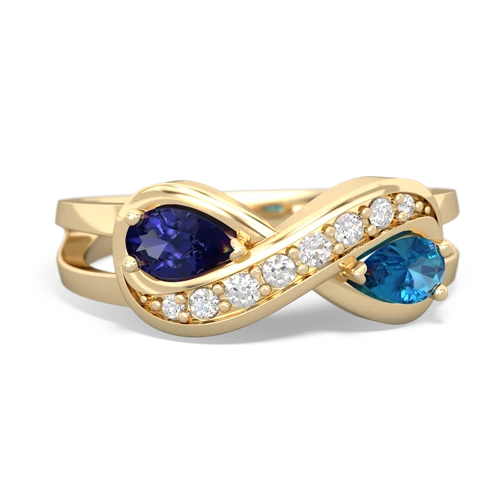 Lab Sapphire Lab Created Sapphire with Genuine London Blue Topaz Diamond Infinity ring Ring