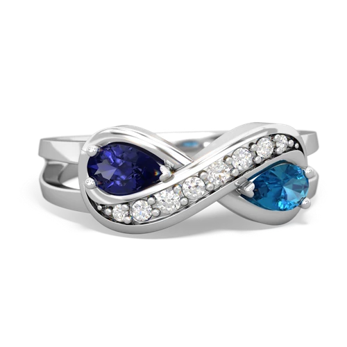 lab sapphire-london topaz diamond infinity ring