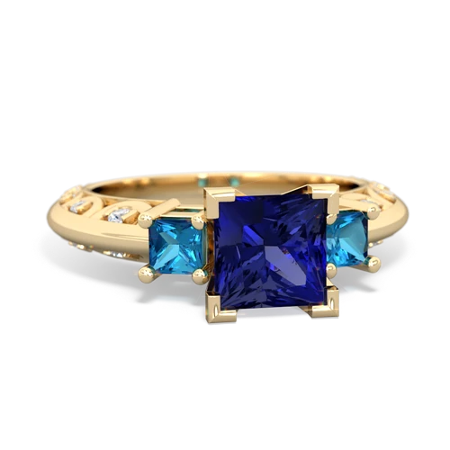 Lab Sapphire Lab Created Sapphire with Genuine London Blue Topaz and  Art Deco ring Ring