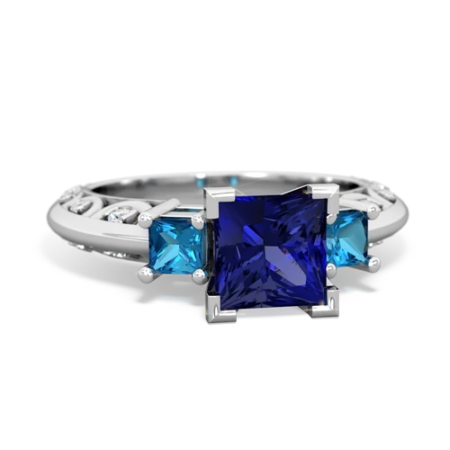 lab sapphire-london topaz engagement ring