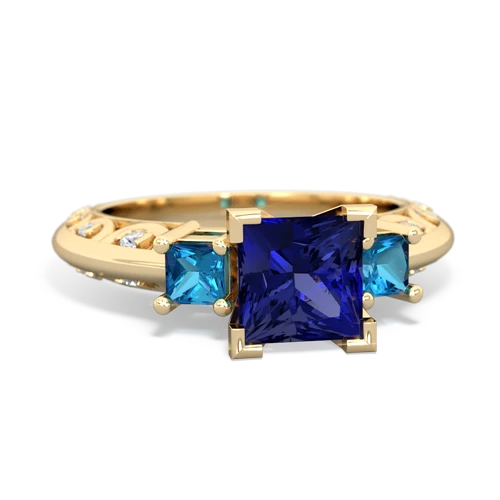 lab sapphire-london topaz engagement ring