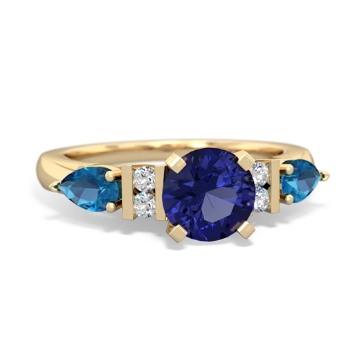 Lab Sapphire Lab Created Sapphire with Genuine London Blue Topaz and Genuine Aquamarine Engagement ring Ring