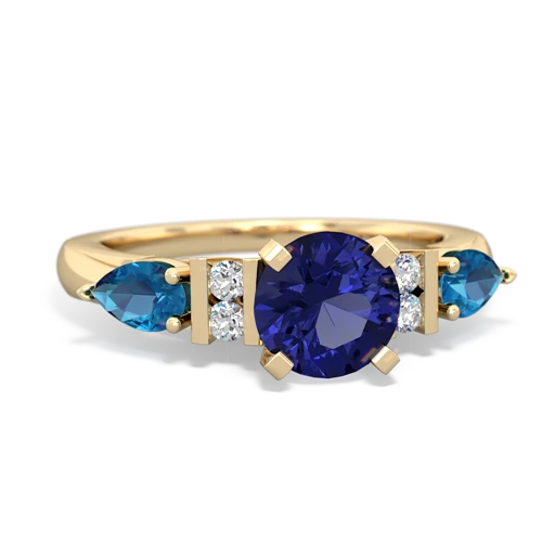 lab sapphire-london topaz engagement ring