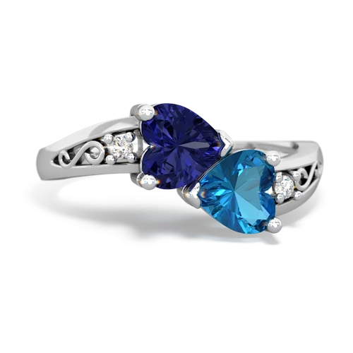 lab sapphire-london topaz filligree ring