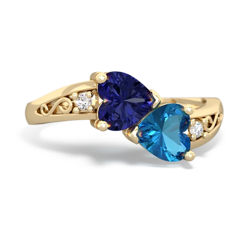 lab sapphire-london topaz filligree ring