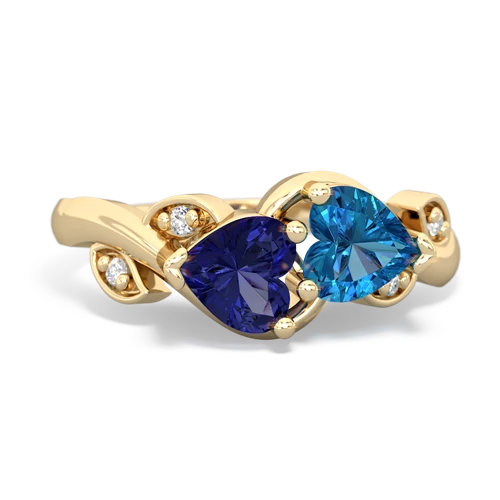 Lab Sapphire Lab Created Sapphire with Genuine London Blue Topaz Floral Elegance ring Ring