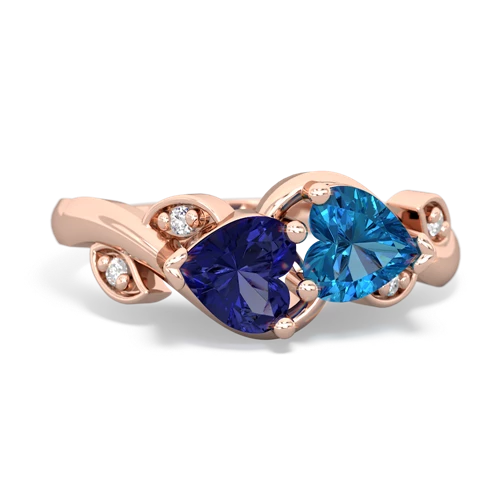 lab sapphire-london topaz floral keepsake ring