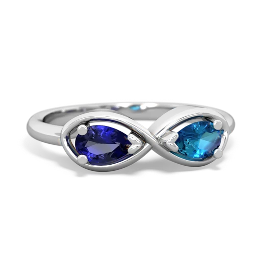 lab sapphire-london topaz infinity ring