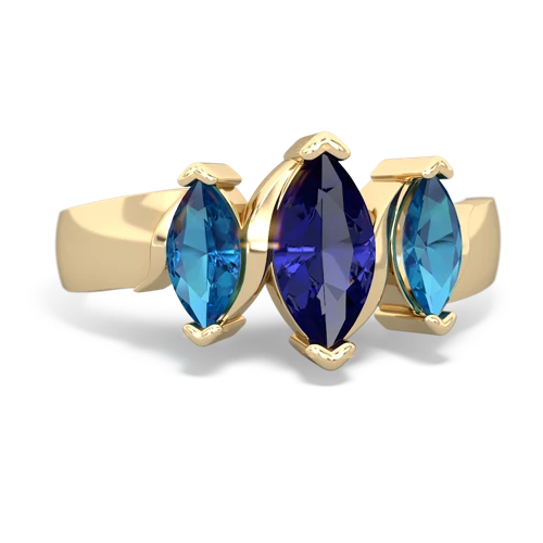 Lab Sapphire Lab Created Sapphire with Genuine London Blue Topaz and  Three Peeks ring Ring