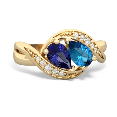 Lab Sapphire Lab Created Sapphire with Genuine London Blue Topaz Summer Winds ring Ring