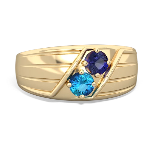 Lab Sapphire Lab Created Sapphire with Genuine London Blue Topaz Art Deco Men's ring Ring
