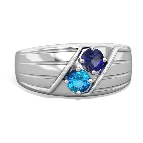 lab sapphire-london topaz mens ring