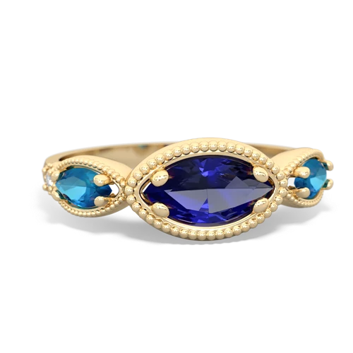 lab sapphire-london topaz milgrain marquise ring