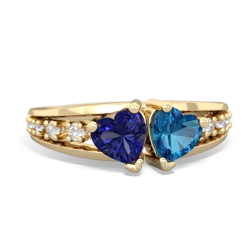Lab Sapphire Lab Created Sapphire with Genuine London Blue Topaz Heart to Heart ring Ring