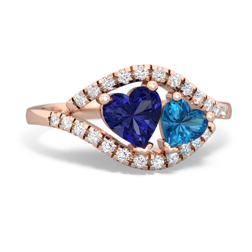 lab sapphire-london topaz mother child ring