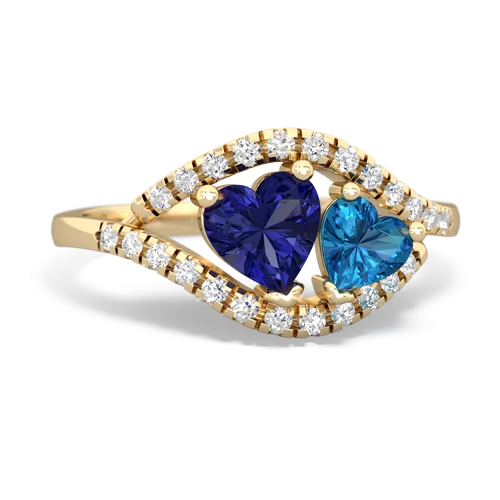 lab sapphire-london topaz mother child ring