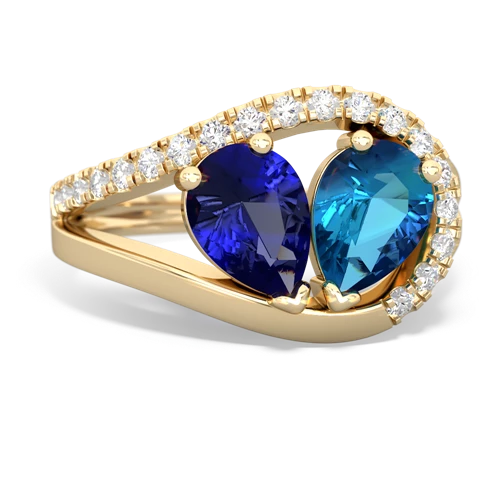 Lab Sapphire Lab Created Sapphire with Genuine London Blue Topaz Nestled Heart Keepsake ring Ring