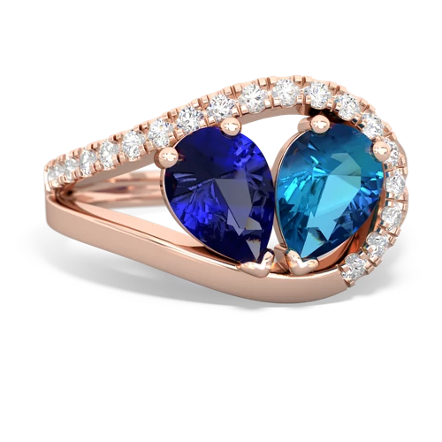 lab sapphire-london topaz pave heart ring