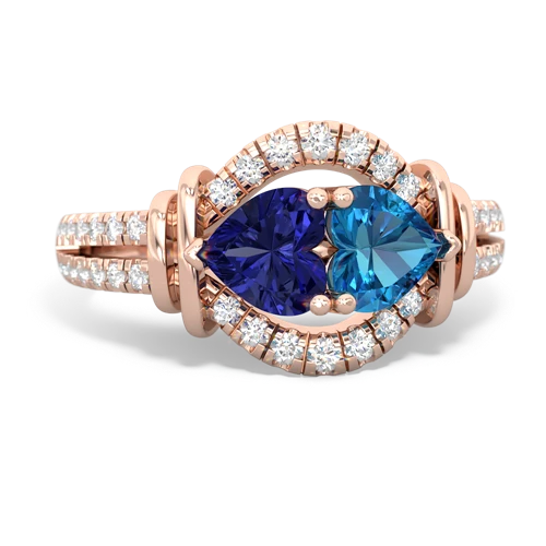 lab sapphire-london topaz pave keepsake ring