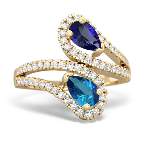 Lab Sapphire Lab Created Sapphire with Genuine London Blue Topaz Diamond Dazzler ring Ring
