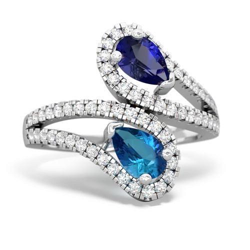 lab sapphire-london topaz pave swirls ring