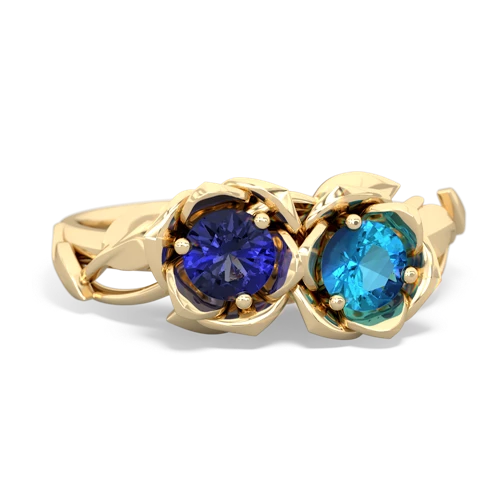 Lab Sapphire Lab Created Sapphire with Genuine London Blue Topaz Rose Garden ring Ring