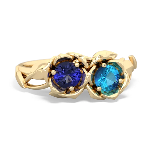 lab sapphire-london topaz roses ring