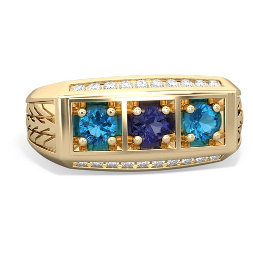 lab sapphire-london topaz three stone ring