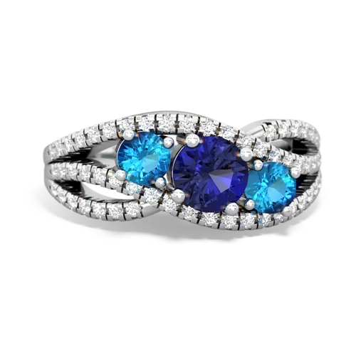 lab sapphire-london topaz three stone pave ring