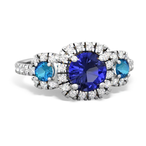 lab sapphire-london topaz three stone regal ring