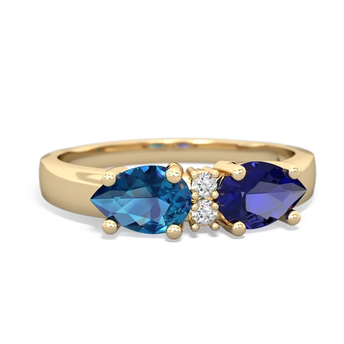 Lab Sapphire Lab Created Sapphire with Genuine London Blue Topaz Pear Bowtie ring Ring