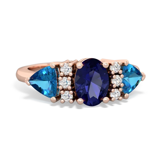 Lab Sapphire Lab Created Sapphire with Genuine London Blue Topaz and Genuine Smoky Quartz Antique Style Three Stone ring Ring