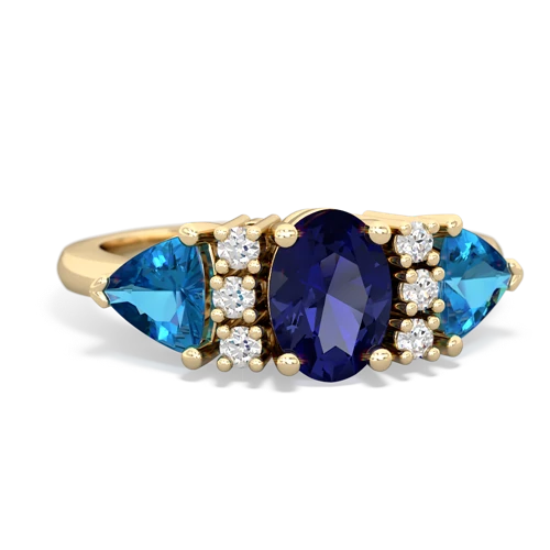 Lab Sapphire Lab Created Sapphire with Genuine London Blue Topaz and  Antique Style Three Stone ring Ring