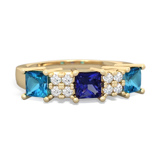 Lab Sapphire Lab Created Sapphire with Genuine London Blue Topaz and  Three Stone ring Ring