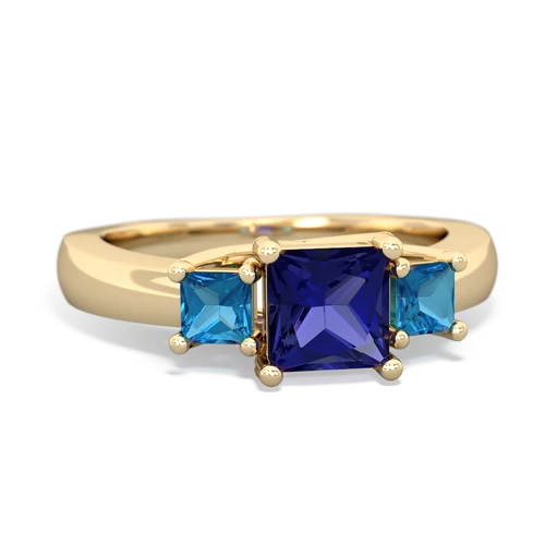 Lab Sapphire Lab Created Sapphire with Genuine London Blue Topaz and  Three Stone Trellis ring Ring
