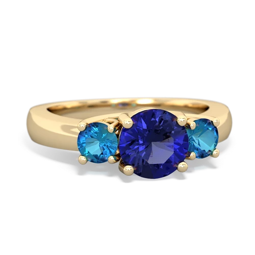 Lab Sapphire Lab Created Sapphire with Genuine London Blue Topaz and  Three Stone Trellis ring Ring