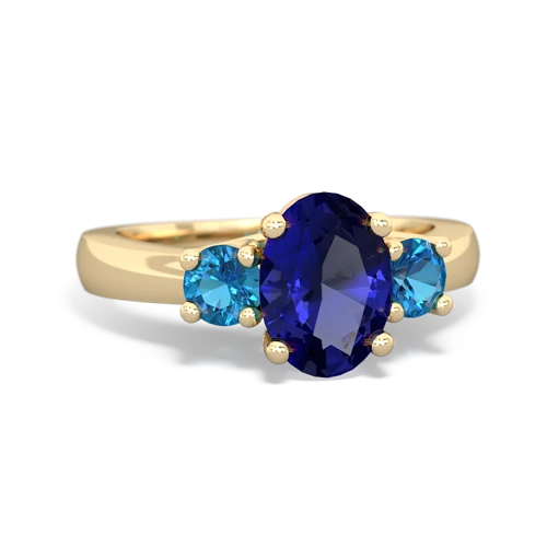 Lab Sapphire Lab Created Sapphire with Genuine London Blue Topaz Three Stone Trellis ring Ring
