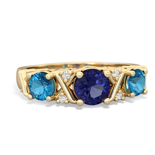 Lab Sapphire Lab Created Sapphire with Genuine London Blue Topaz and Genuine Tanzanite Hugs and Kisses ring Ring