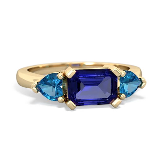 Lab Sapphire Lab Created Sapphire with Genuine London Blue Topaz and  Three Stone ring Ring