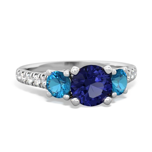 lab sapphire-london topaz trellis pave ring