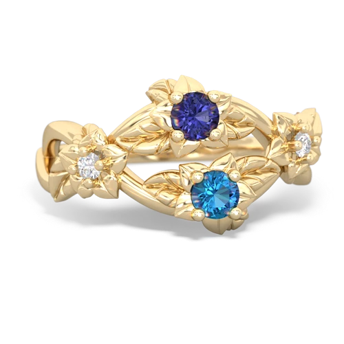 Lab Sapphire Lab Created Sapphire with Genuine London Blue Topaz Sparkling Bouquet ring Ring