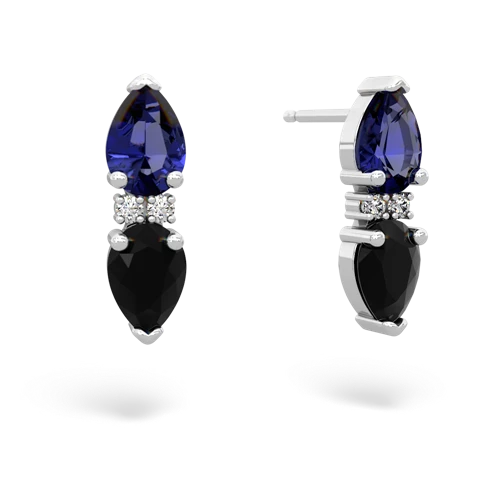 lab sapphire-onyx bowtie earrings