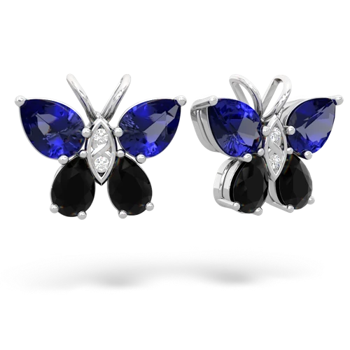 lab sapphire-onyx butterfly earrings