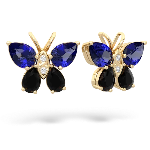 lab sapphire-onyx butterfly earrings