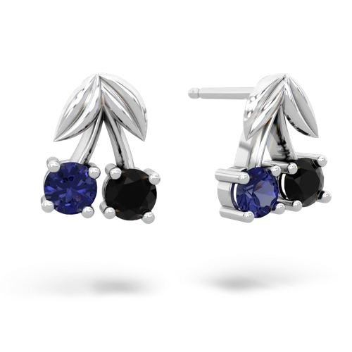 lab sapphire-onyx cherries earrings